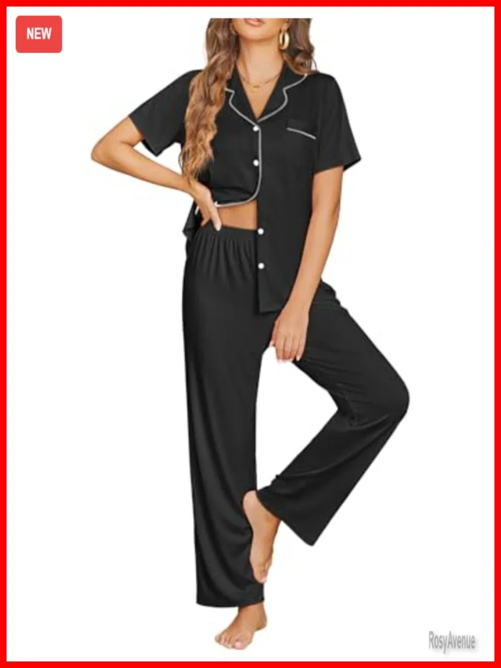 Womens Pajama Sets Button Down Lounge Sets 2 Piece Short Sleeve Pjs